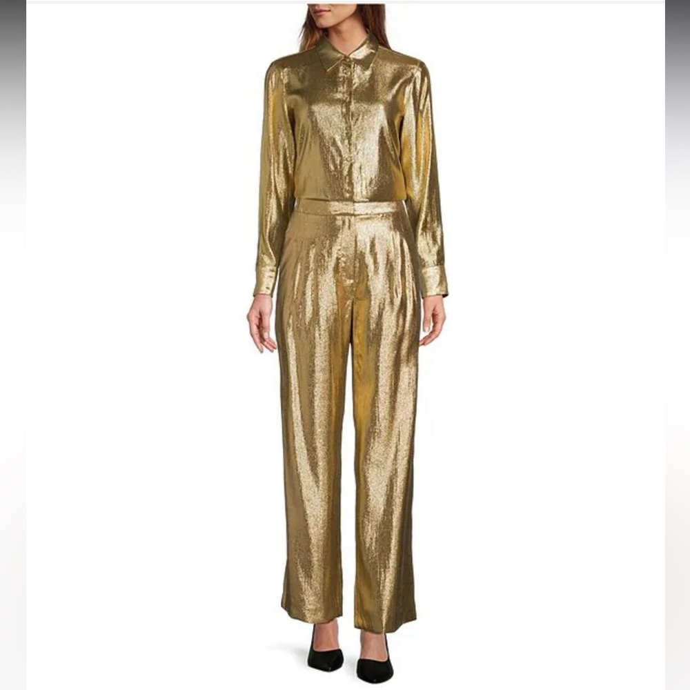 ANTONIO MELANI Shiny Gold Trousers - Picture 3 of 6